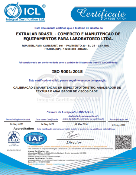 ISO 9001:2015 Extralab Brasil
